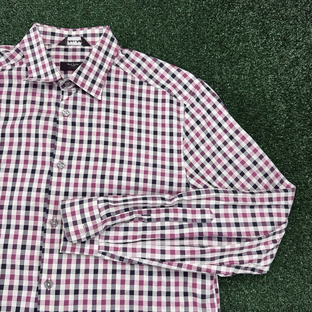 Paul Smith London The Poyard Men's Purple Plaid Button Dress Shirt 15.5 39